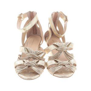 Loeffler Randall Gold Strap Wedge Sandals